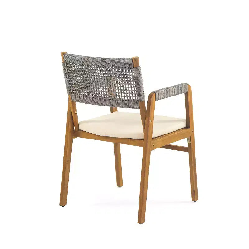 Christopher Knight Home Amara Rustic 6 Piece Outdoor Acacia Wood Dining Set with Rattan Slatted Table and Cushions