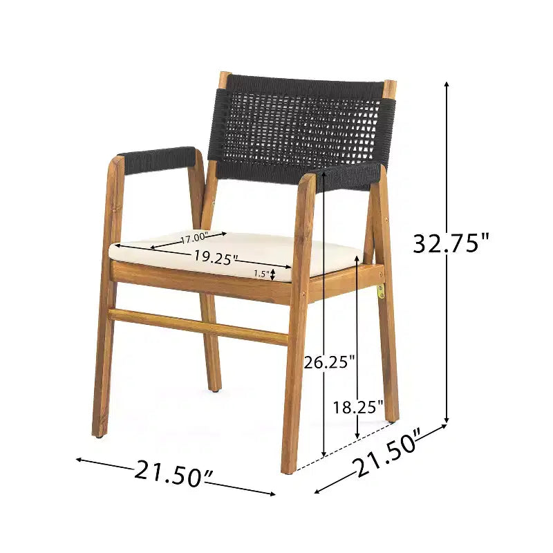 Christopher Knight Home Amara Rustic 6 Piece Outdoor Acacia Wood Dining Set with Rattan Slatted Table and Cushions