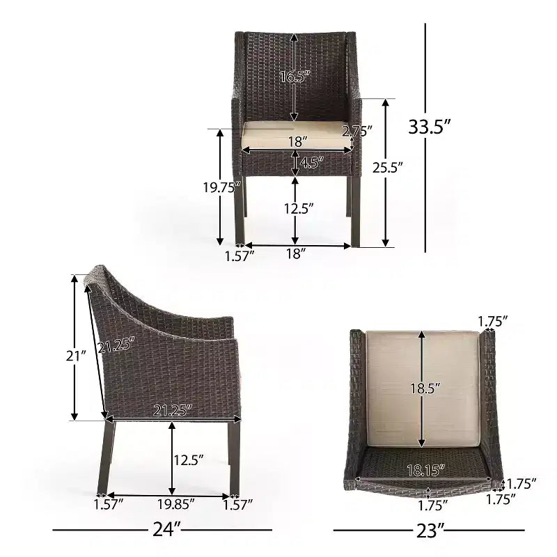 Christopher Knight Home Torrence Outdoor Acacia Wood and Wicker 5 Piece Dining Set with Cushion