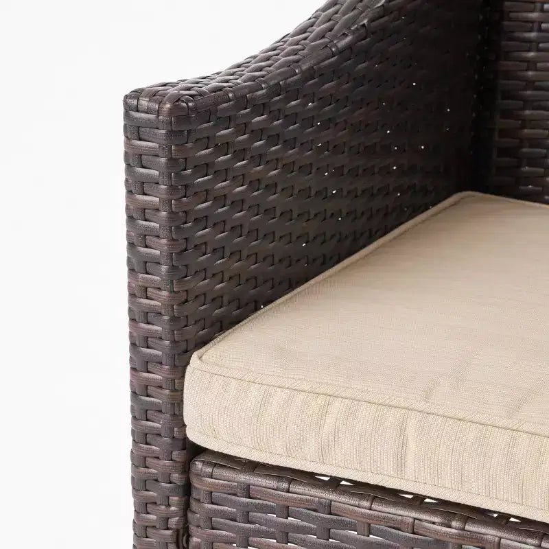 Christopher Knight Home Torrence Outdoor Acacia Wood and Wicker 5 Piece Dining Set with Cushion