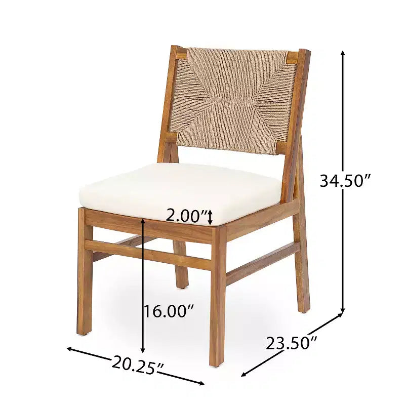 Christopher Knight Home Daisy 3 Piece Patio Rustic Acacia Wood Dining Set with Wicker Woven Chair