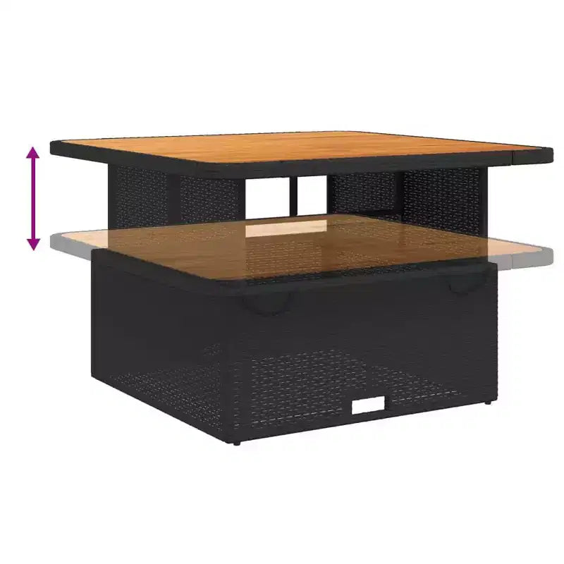 vidaXL 5 Piece Patio Dining Set with Cushions - Adjustable Reclining Chairs & Lift-up Table, Black Poly Rattan, Weather-Resistant Outdoor Furniture