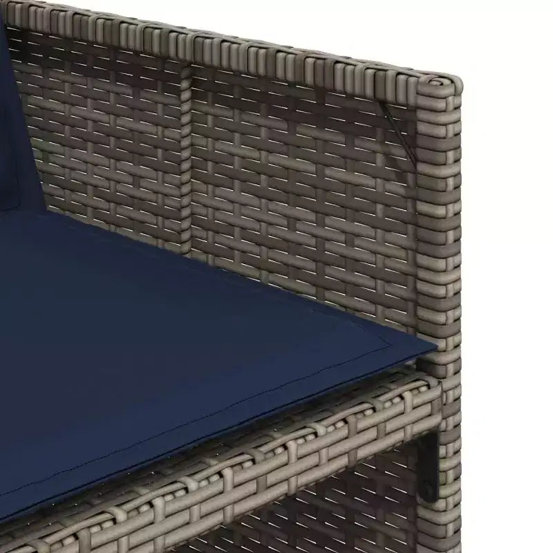 vidaXL Patio Dining Set, 12-Seater, Grey and Navy Blue, Outdoor Poly Rattan and Wood