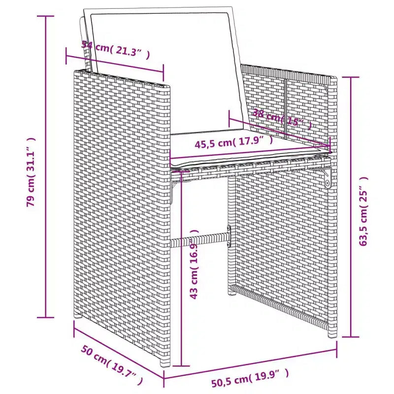 vidaXL Patio Dining Set of 10 Grey PE Rattan 11 Pieces Foldable