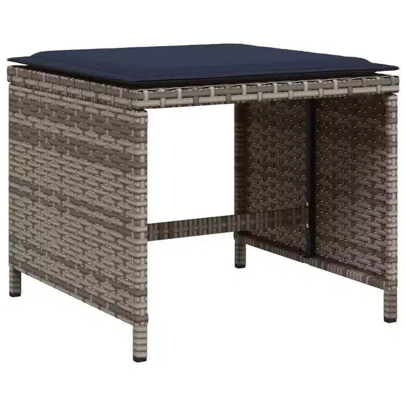 vidaXL Patio Dining Set of 10 Grey PE Rattan 11 Pieces Foldable