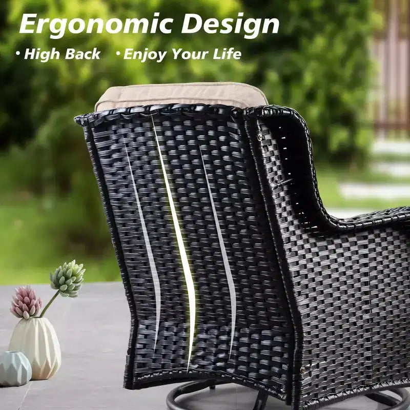 HOMLUX Outdoor Swivel Rocking Chairs with Fire Pit Table Set Patio Furniture Set