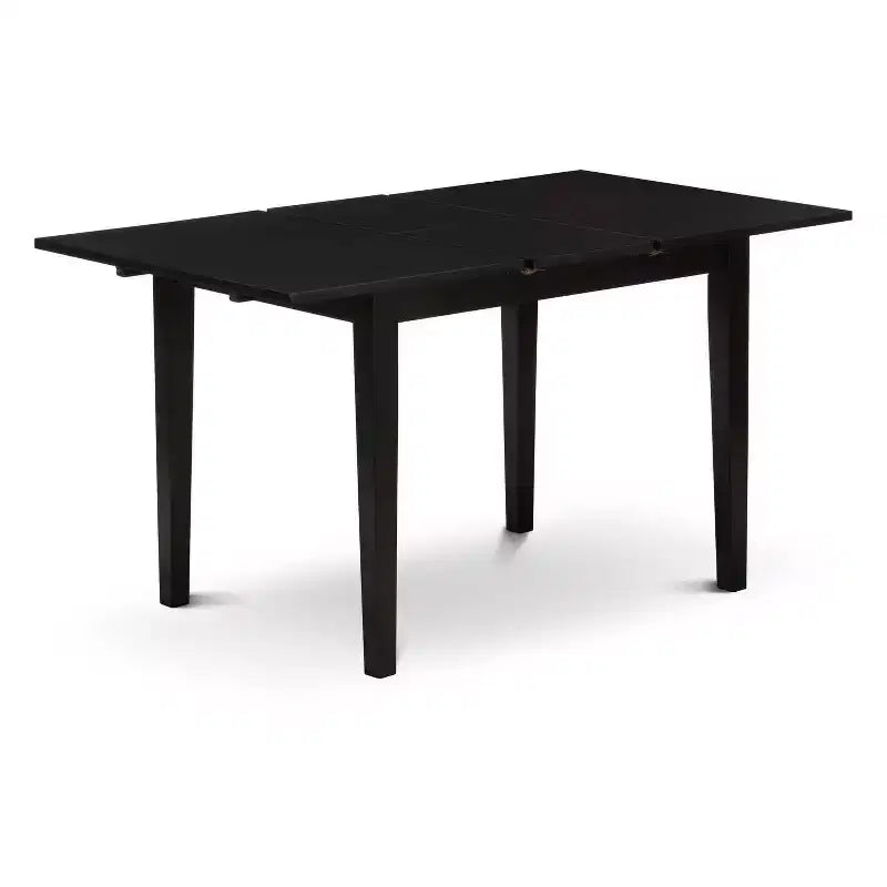 3-Piece Black Finish Rectangular Solid Wood Top Dining Table Set