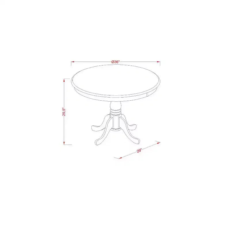 3-Piece Black and Cherry Finish Solid Wood Top - Dining Room Set with High Back - Seats-4