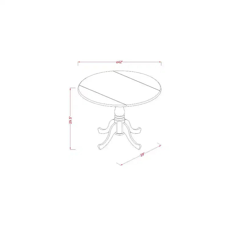 Small Kitchen Table Set - Round Drop Leaf Table & Dinette Chairs - Compact Dining Room Furniture