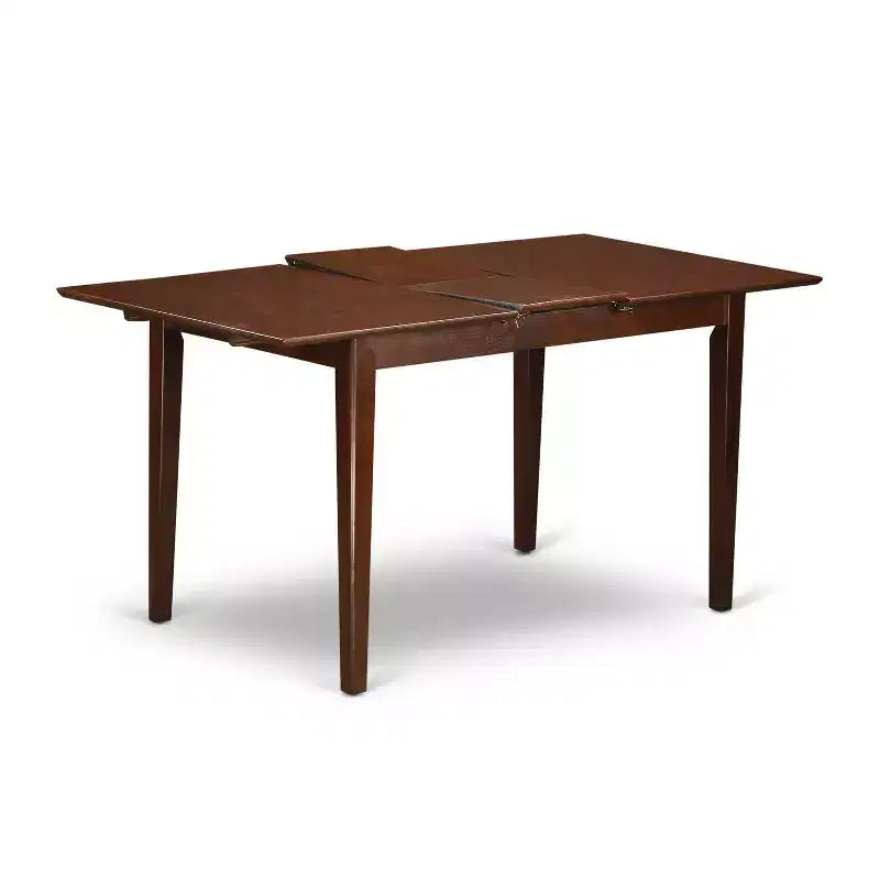 Rustic Dining Set 6 Piece - Kitchen Table with Leaf & 4 Linen Chairs, Bench - 32x60 Inch