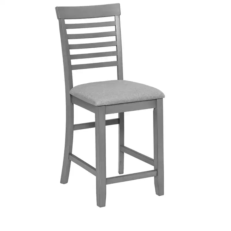 MAYEERTY 5-Piece Counter Height Dining Set, Square Wooden Table 4 Upholstered Chairs, Small Space Kitchen, Walnut