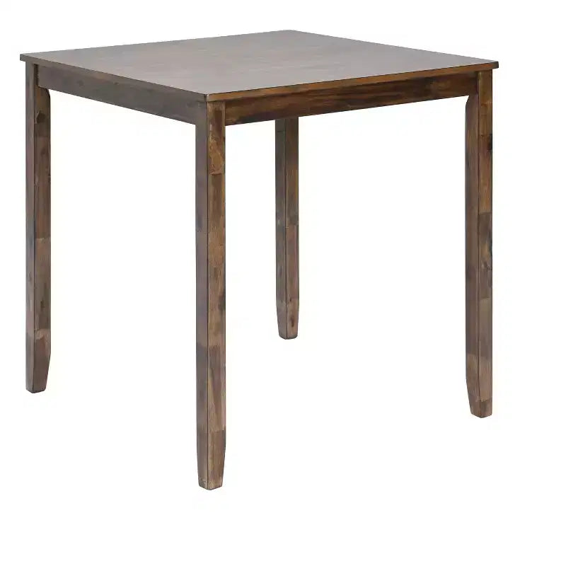 MAYEERTY 5-Piece Counter Height Dining Set, Square Wooden Table 4 Upholstered Chairs, Small Space Kitchen, Walnut