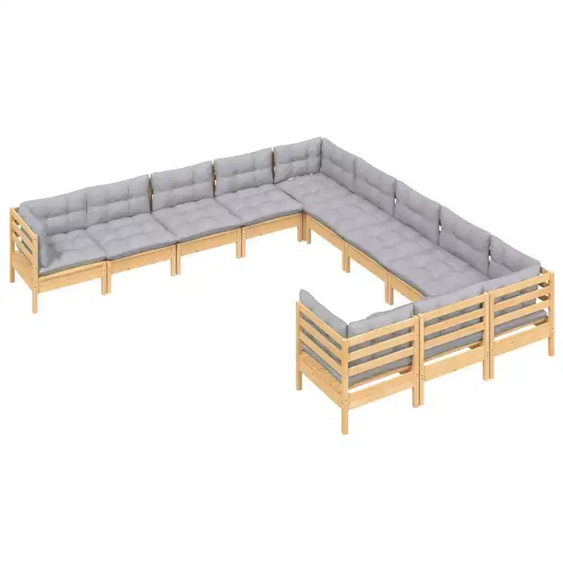 vidaXL Garden Lounge Set Grey, Natural Wood