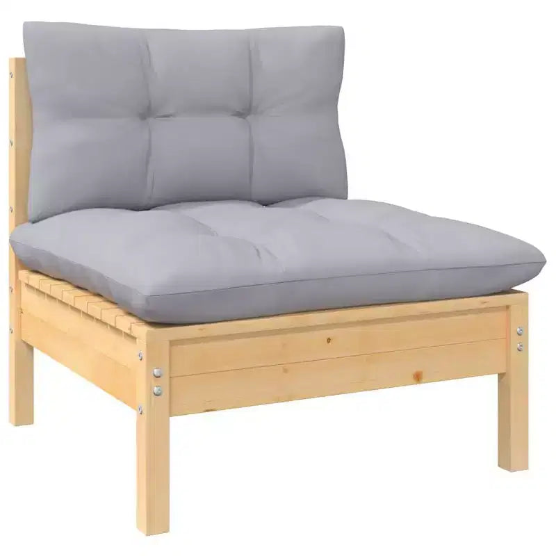 vidaXL Garden Lounge Set Grey, Natural Wood
