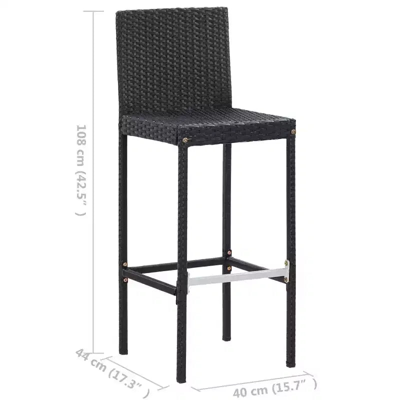 vidaXL Patio Bar Set 7 Piece Outdoor Bar Table and Chairs Poly Rattan Black