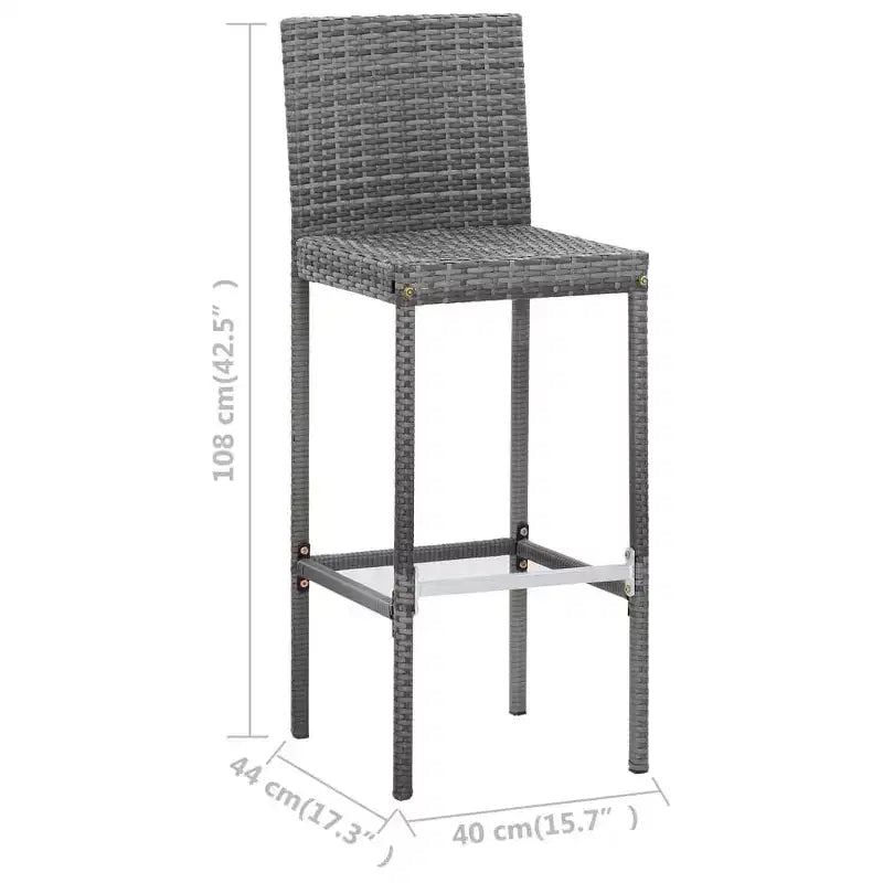 vidaXL Patio Bar Set 7 Piece Outdoor Bar Table and Chairs Poly Rattan Black