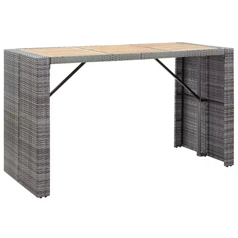vidaXL Patio Bar Set 7 Piece Outdoor Bar Table and Chairs Poly Rattan Black