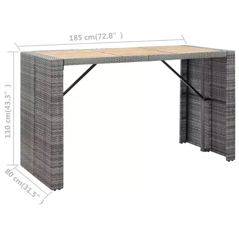 vidaXL Patio Bar Set 7 Piece Outdoor Bar Table and Chairs Poly Rattan Black