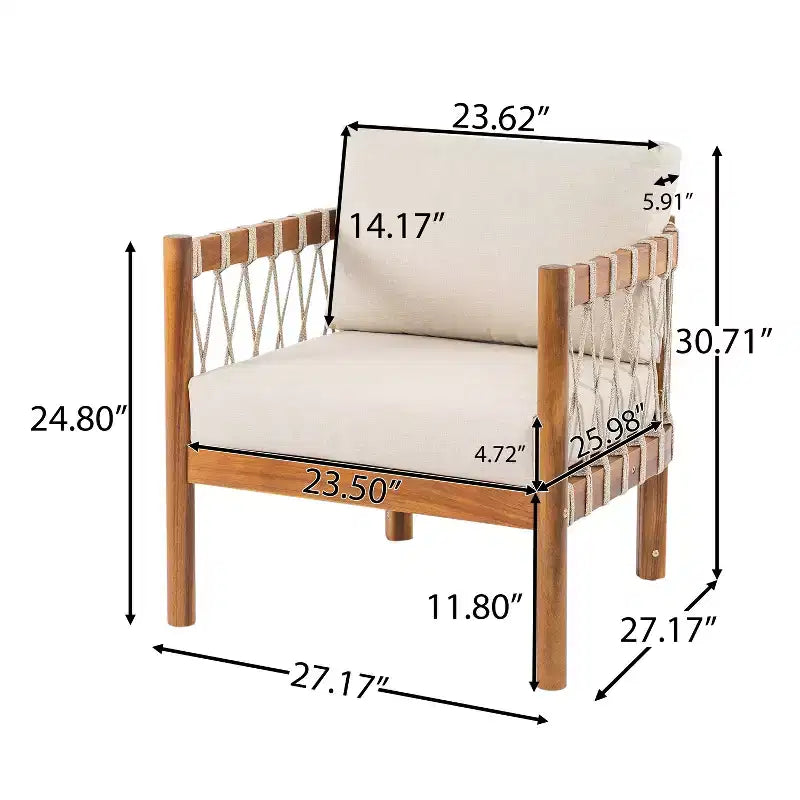 Christopher Knight Home Adalyn 4 Piece Outdoor Aacia Wood Seating Set with Table and Cushions