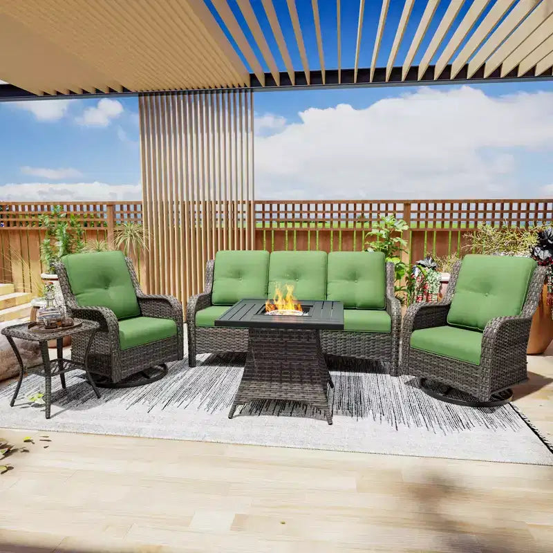 UPTIOT Outdoor Lounge Set with Square Fire Pit