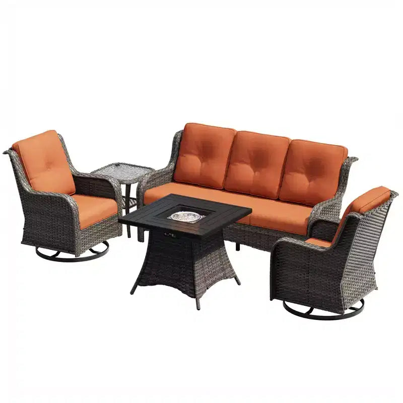 UPTIOT Outdoor Lounge Set with Square Fire Pit
