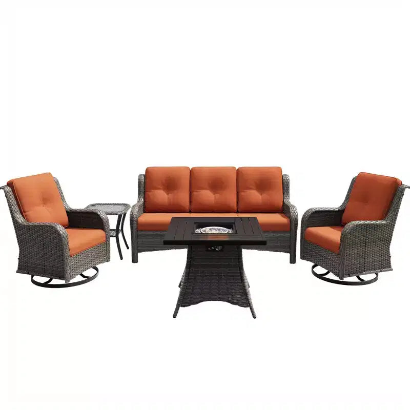 UPTIOT Outdoor Lounge Set with Square Fire Pit