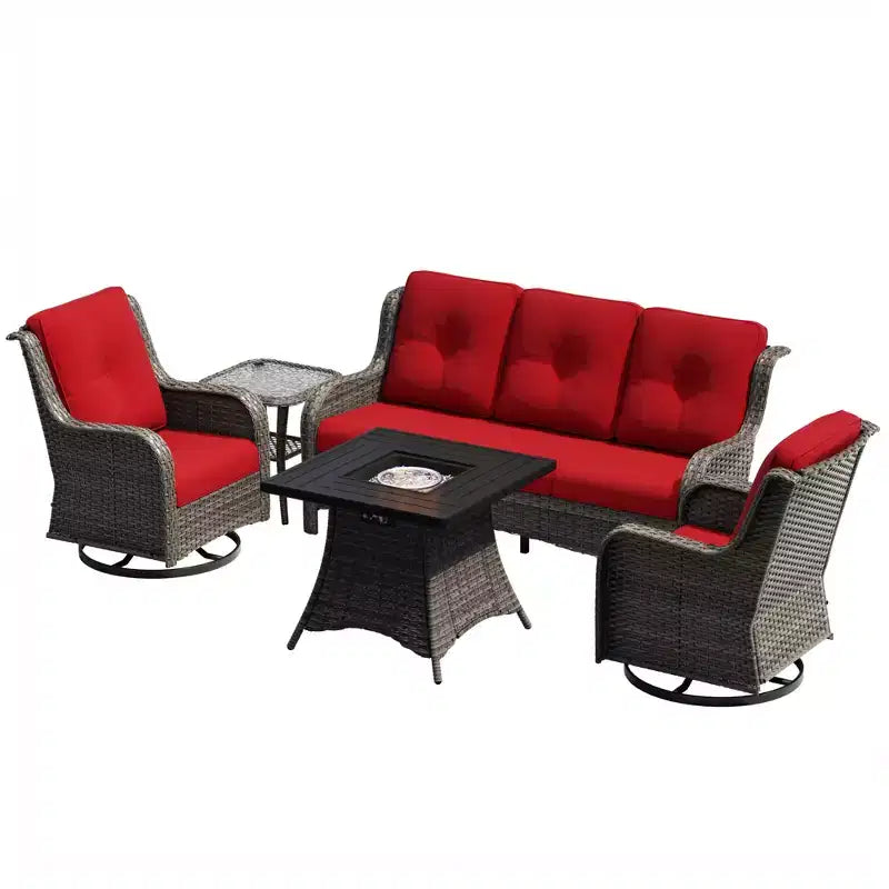 UPTIOT Outdoor Lounge Set with Square Fire Pit