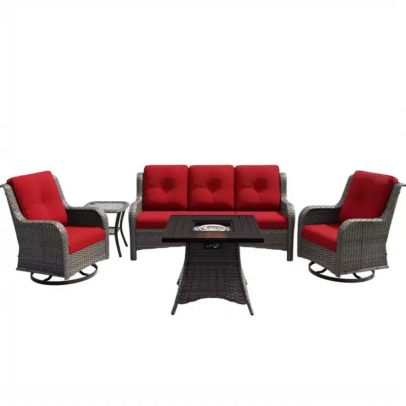 UPTIOT Outdoor Lounge Set with Square Fire Pit