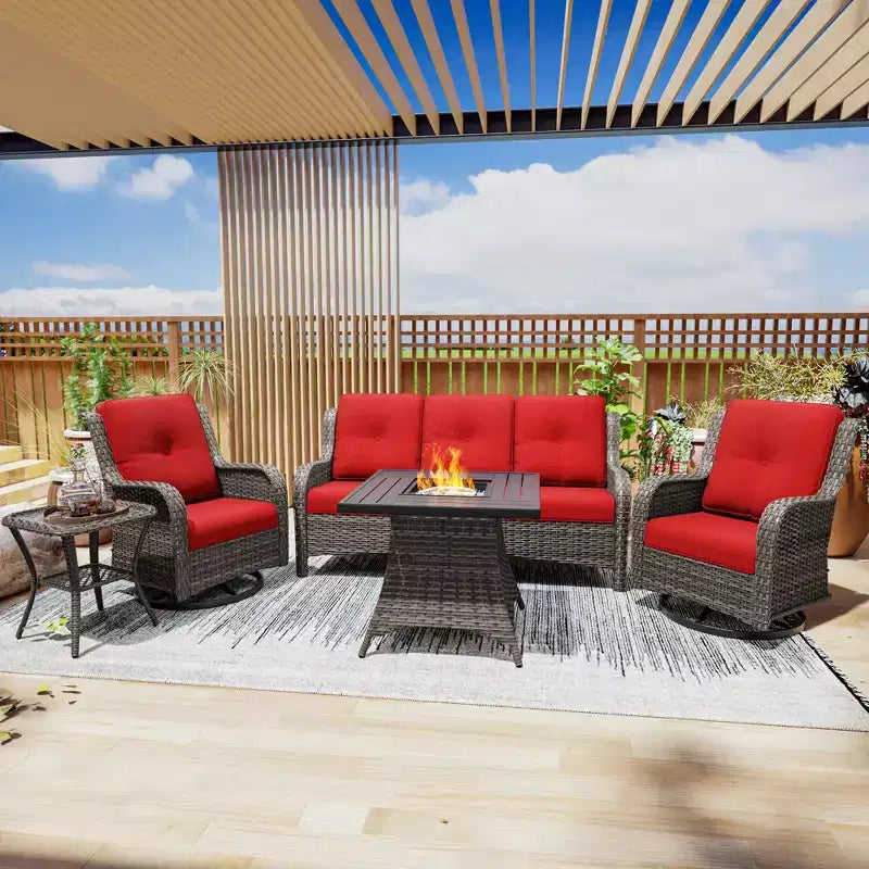 UPTIOT Outdoor Lounge Set with Square Fire Pit