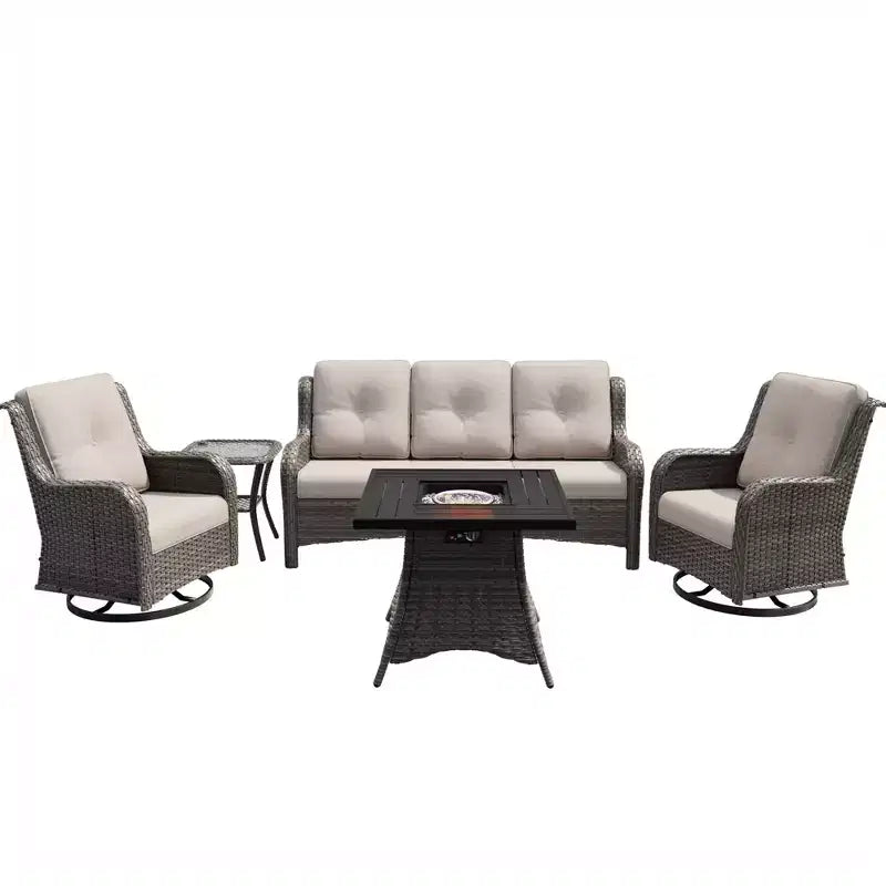 UPTIOT Outdoor Lounge Set with Square Fire Pit