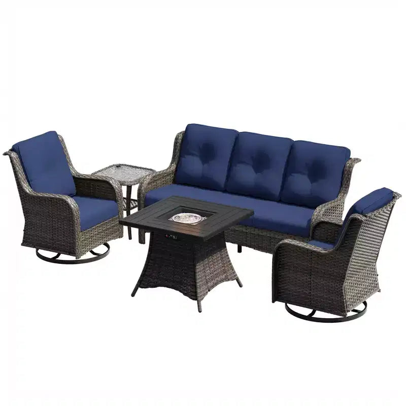 UPTIOT Outdoor Lounge Set with Square Fire Pit