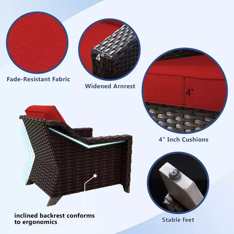 UPTIOT 6-Piece Outdoor Patio Set: 2 Swivel Chairs, 3-Seat Sofa, Coffee Table & 2 Ottomans