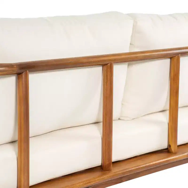 Christopher Knight Home Kazuya Modern 2 Piece Acacia Wood Patio Seating Set with Cushion