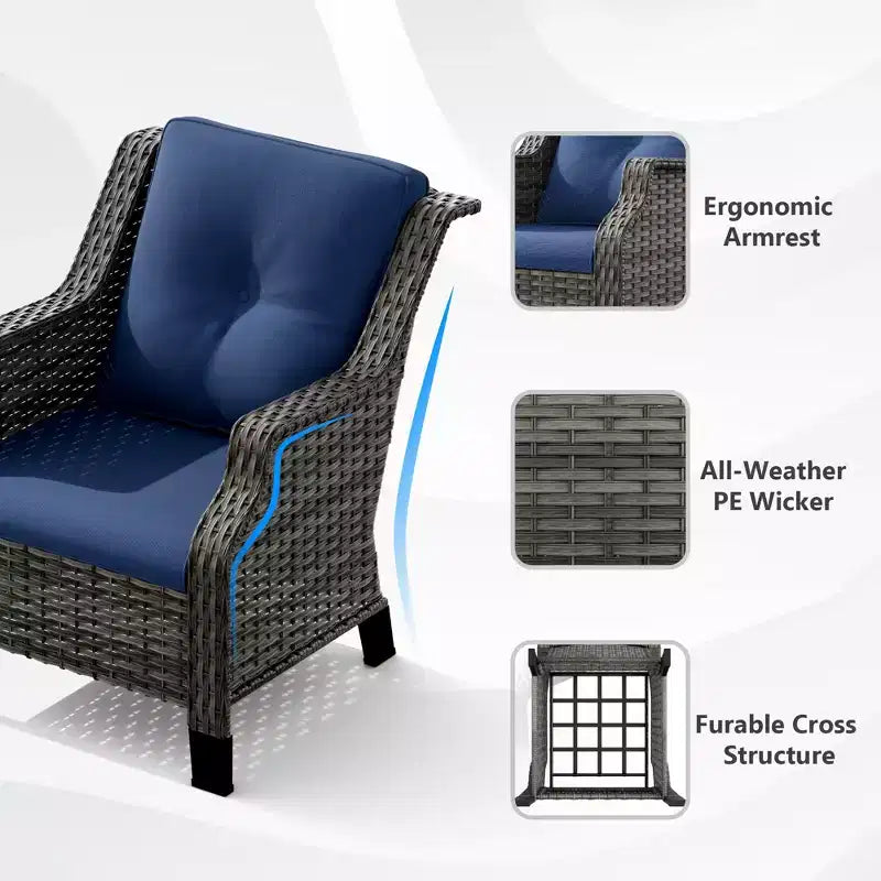 UPTIOT 5-Piece Outdoor Set with Loveseat, Armchairs & Side Tables