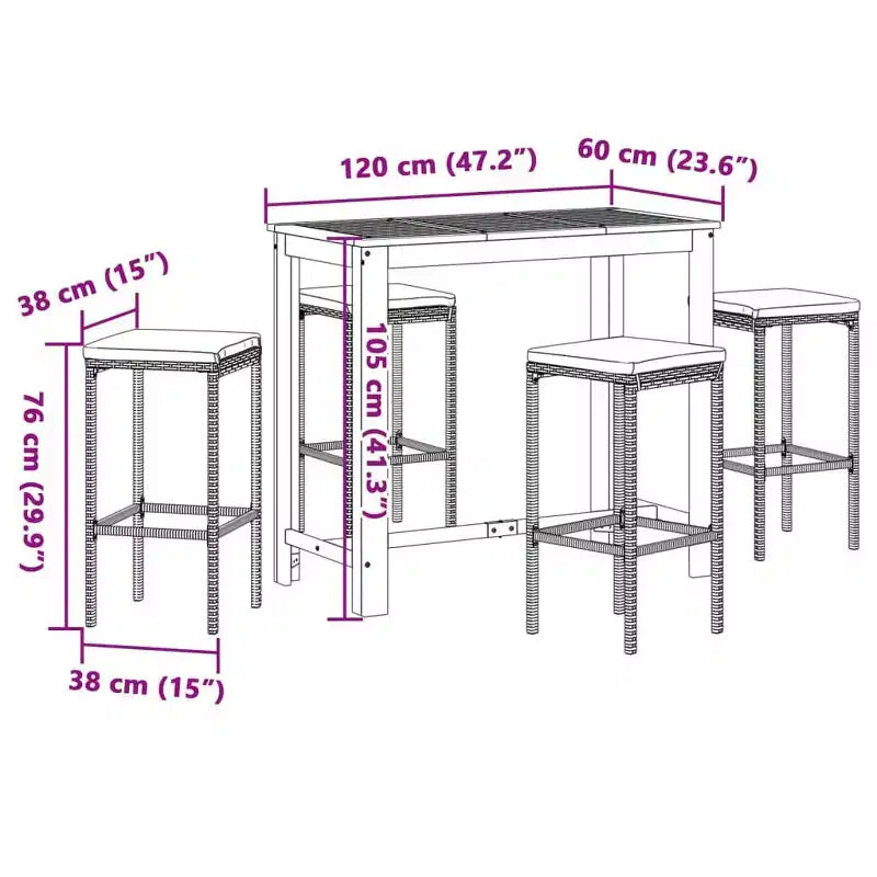 vidaXL Garden Bar Set with Solid Acacia and Poly Rattan