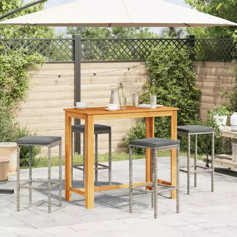 vidaXL Garden Bar Set with Solid Acacia and Poly Rattan