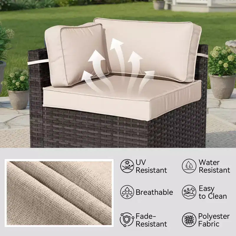 UPTIOT 5-Piece Patio Set: 2 Corner Sofas, 2 Side Chairs & Grey Fire Pit Table for Ultimate Outdoor Comfort and Entertainment