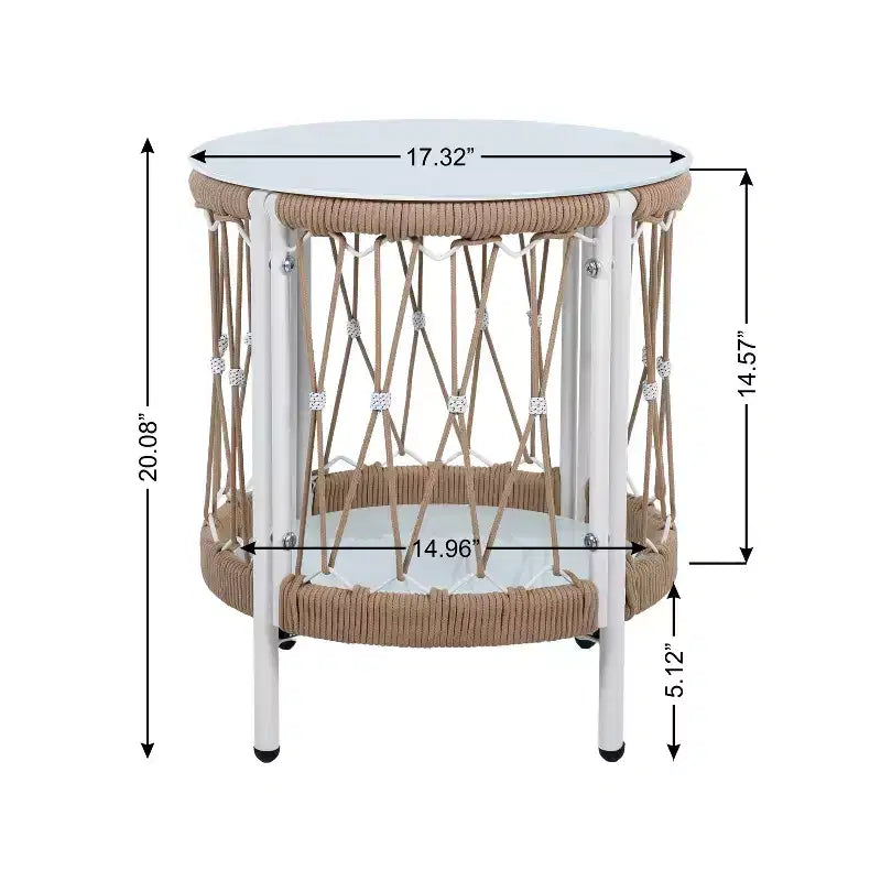 3 PCS Outdoor Conversation Set Patio Seating Group for 2, Garden Furniture Set with 2 Lounge Chairs, Glass Side Table, Waterproof Cushion - ModernLuxe