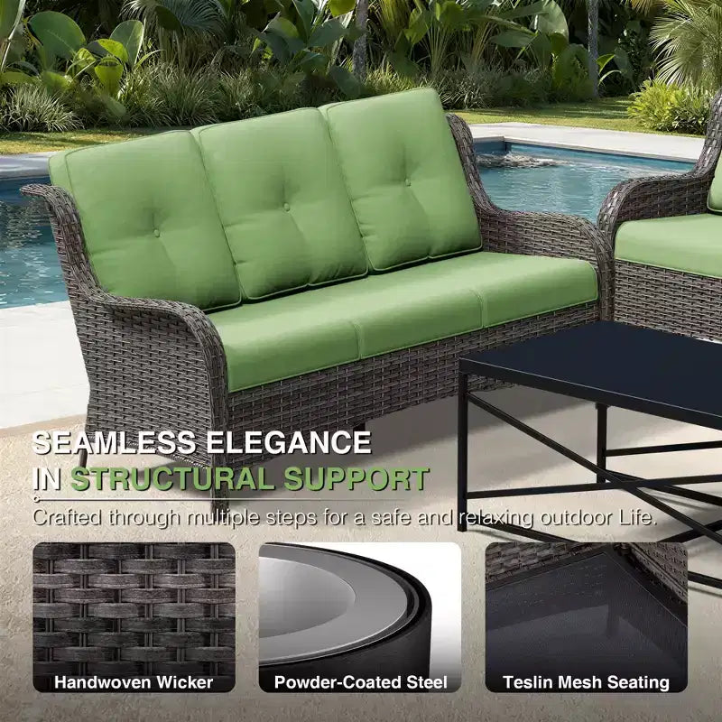 UPTIOT All-Weather Olefin Wicker Sofa & Chair Set with Multi-Functional Ottomans