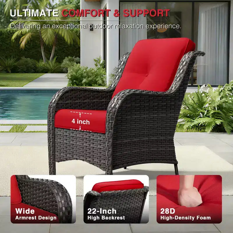 UPTIOT All-Weather Olefin Wicker Sofa & Chair Set with Multi-Functional Ottomans