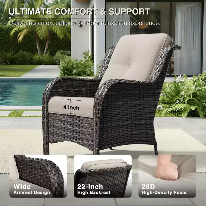 UPTIOT All-Weather Olefin Wicker Sofa & Chair Set with Multi-Functional Ottomans