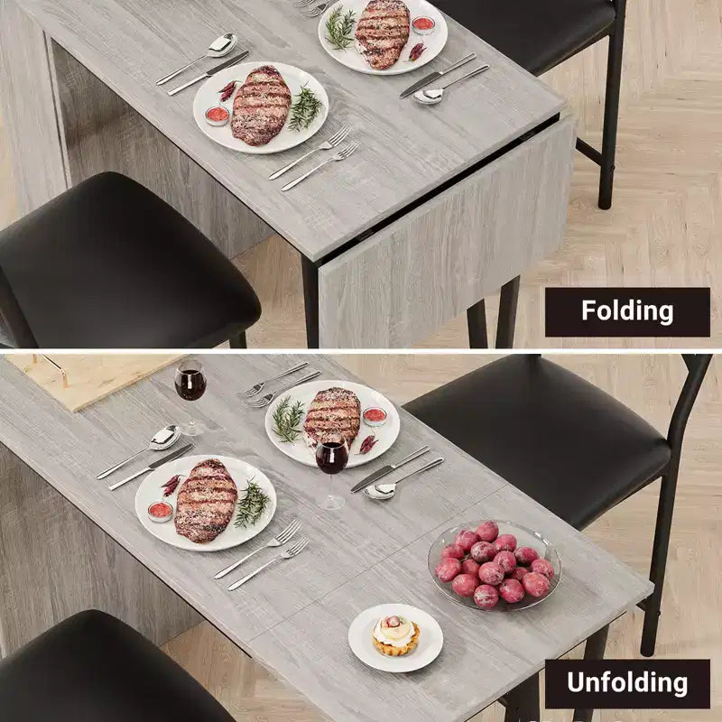 Dining Table Set for 2, Kitchen Bar Table and Chairs, High Top Kitchen Bar Table with 3 Tier Storage Shelves & 2 Stool, for Restaurants Bistros