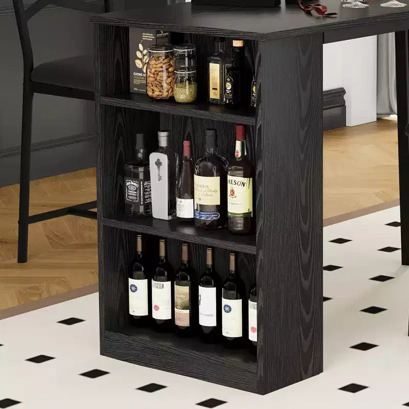 Dining Table Set for 2, Kitchen Bar Table and Chairs, High Top Kitchen Bar Table with 3 Tier Storage Shelves & 2 Stool, for Restaurants Bistros