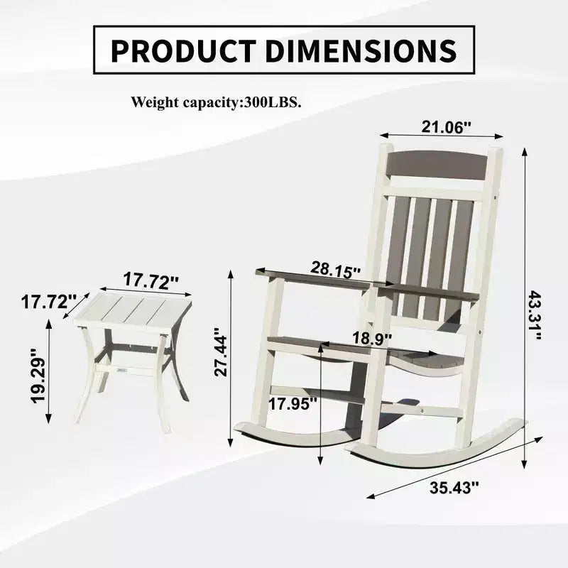 Clihome Outdoor Rocking Chairs Set of 3(2 Chairs & 1 Table)