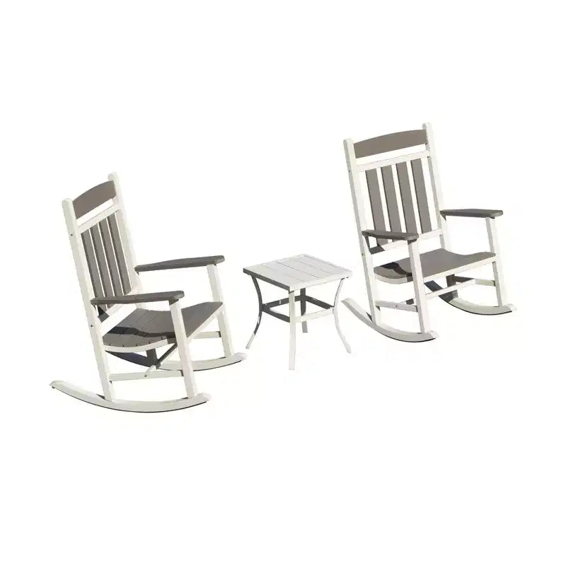 Clihome Outdoor Rocking Chairs Set of 3(2 Chairs & 1 Table)