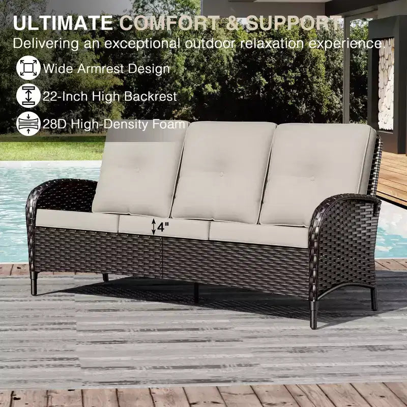 UPTIOT Outdoor Patio Conversation Set with Fire Pit Table & Convertible Seating
