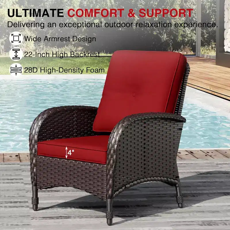 UPTIOT Outdoor Wicker Chairs with Convertible Fire Pit Table for Patio Relaxation