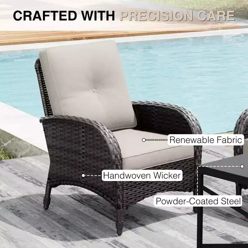 UPTIOT Outdoor Wicker Chairs with Convertible Fire Pit Table for Patio Relaxation