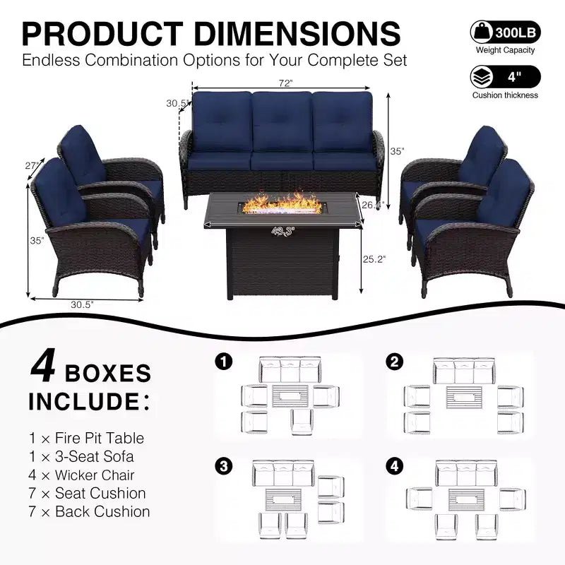 UPTIOT Outdoor Fire Pit Lounge Set with 4 Chairs, Sofa & Weatherproof Design for Ultimate Patio Entertaining