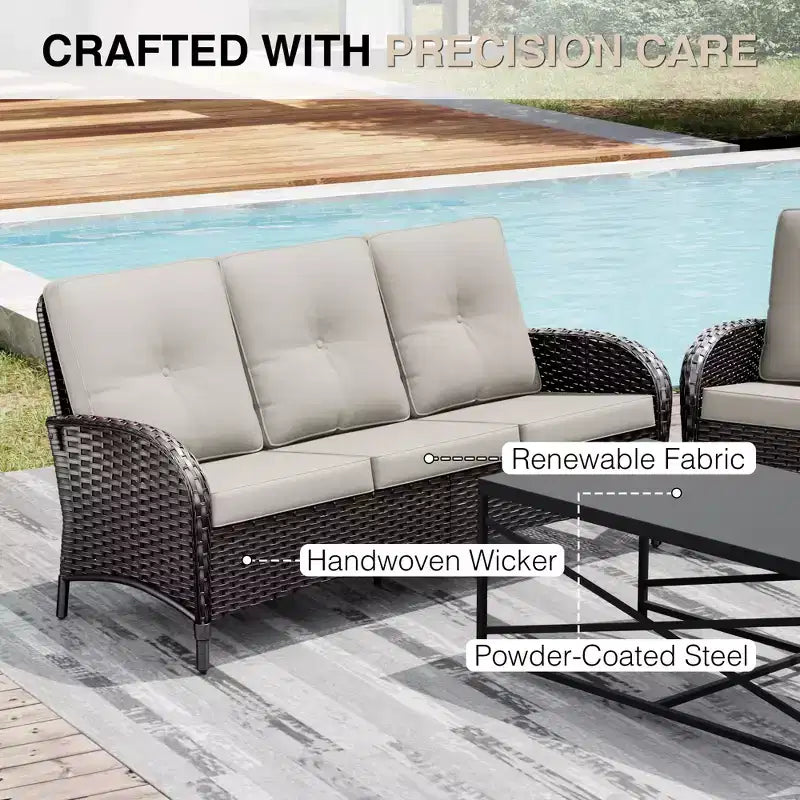 UPTIOT Outdoor Fire Pit Lounge Set with 4 Chairs, Sofa & Weatherproof Design for Ultimate Patio Entertaining